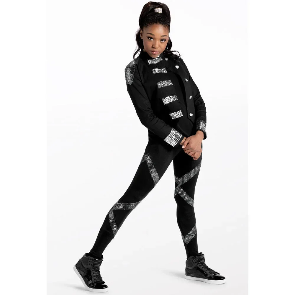Pre-Owned Dance Costume Weissman 12290 Intermediate Child Silver 2 Pc Hip Hop S